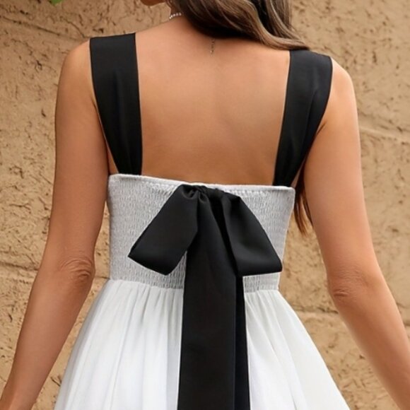 Sweetheart Neck Wide Strap Midi Dress | A-Line Formal Sleeveless Dress - Picture 8 of 9